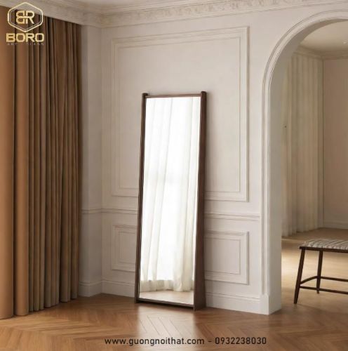 Gương toàn thân gỗ, gương treo tường, gương phòng thay đồ, gương trang trí KGBR112, kích thước 55*170 cm