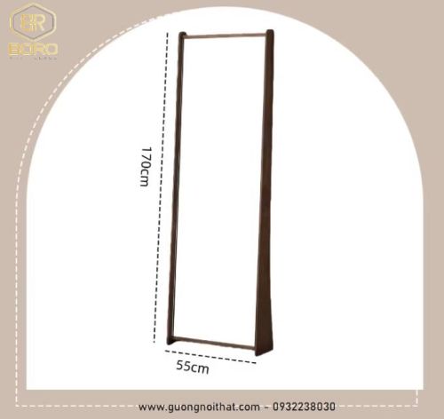Gương toàn thân gỗ, gương treo tường, gương phòng thay đồ, gương trang trí KGBR112, kích thước 55*170 cm