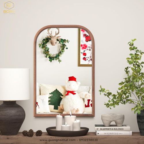 Gương treo tường hình vòm, Gương phòng tắm treo tường KGBR88, kích thước 60*80 cm