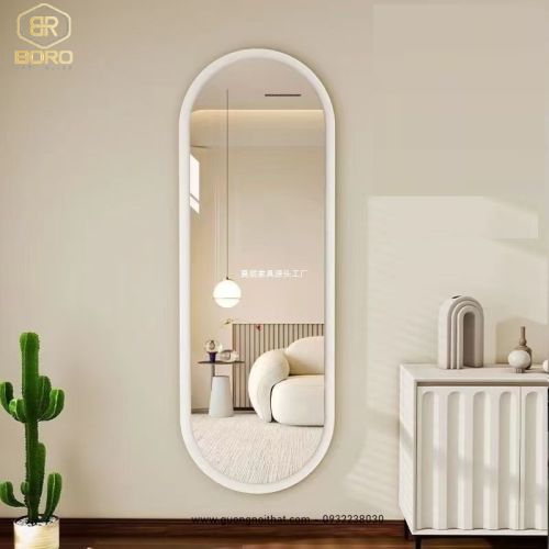 Gương soi toàn thân dáng oval khung gỗ KGBR90, KT theo yêu cầu