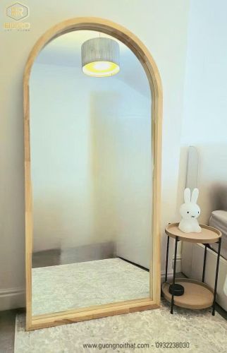 Gương soi toàn thân dáng vòm khung gỗ KGBR91, KT theo yêu cầu