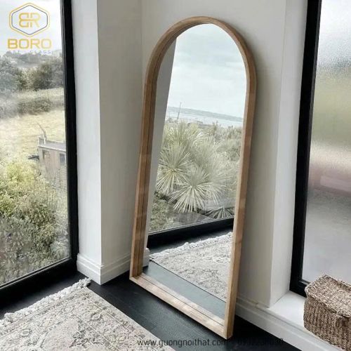 Gương soi toàn thân dáng vòm khung gỗ KGBR91, KT theo yêu cầu