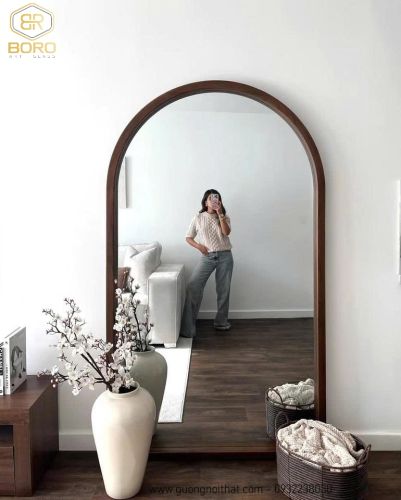 Gương soi toàn thân dáng vòm khung gỗ KGBR91, KT theo yêu cầu