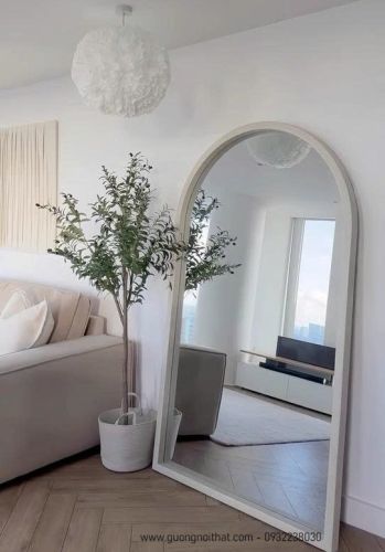 Gương soi toàn thân dáng vòm khung gỗ KGBR91, KT theo yêu cầu