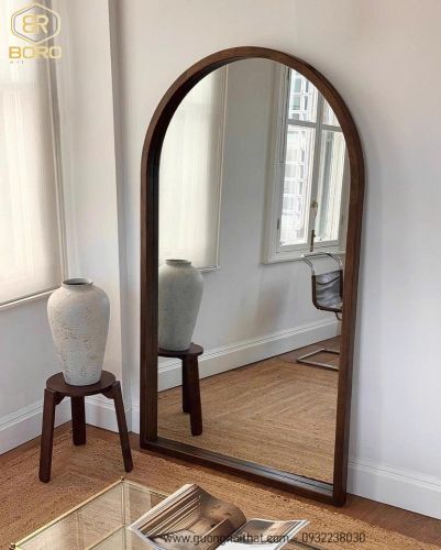 Gương soi toàn thân dáng vòm khung gỗ KGBR91, KT theo yêu cầu