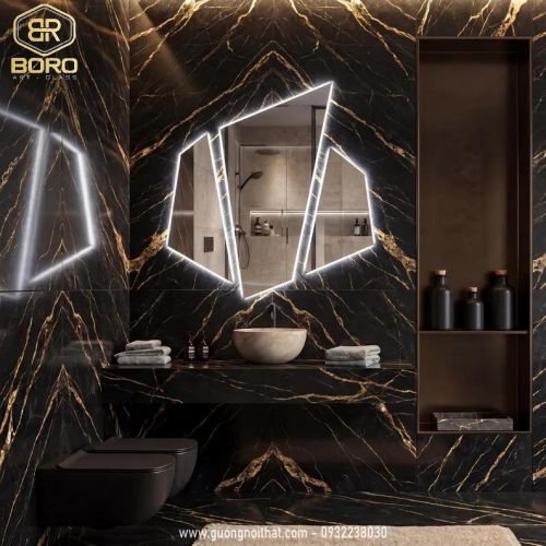 Gương bộ 3 đèn led cảm ứng LED021, kích thước 90*90cm hoặc theo yêu cầu