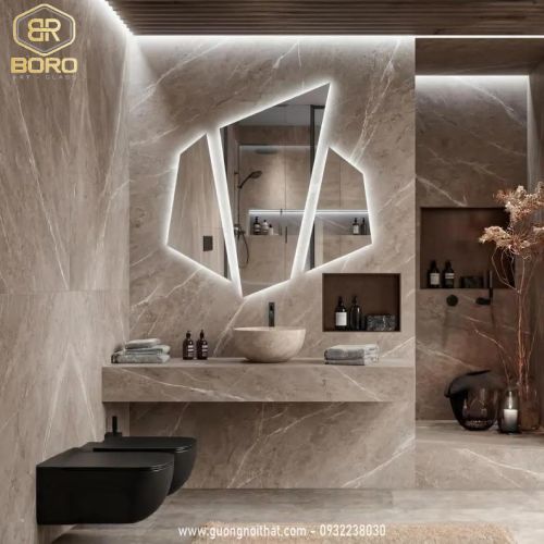 Gương bộ 3 đèn led cảm ứng LED021, kích thước 90*90cm hoặc theo yêu cầu