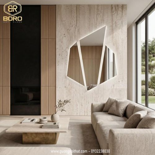 Gương bộ 3 đèn led cảm ứng LED021, kích thước 90*90cm hoặc theo yêu cầu