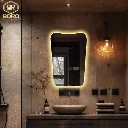 Gương led có nút cảm ứng, gương nhà tắm phi định hình LED025, kích thước 60*90CM