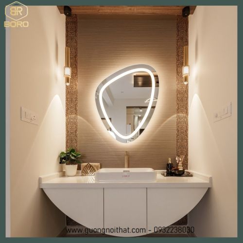 Gương có đèn LED treo tường, thích hợp cho phòng tắm, phòng ngủ, phòng khách, phòng trang điểm LED030 kích thước 65*80cm