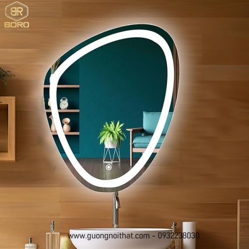 Gương có đèn LED treo tường, thích hợp cho phòng tắm, phòng ngủ, phòng khách, phòng trang điểm LED030 kích thước 65*80cm