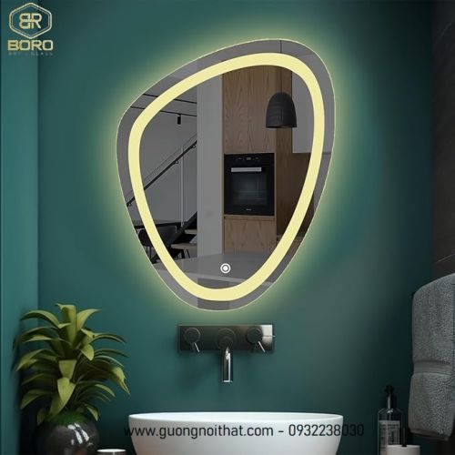 Gương có đèn LED treo tường, thích hợp cho phòng tắm, phòng ngủ, phòng khách, phòng trang điểm LED030 kích thước 65*80cm