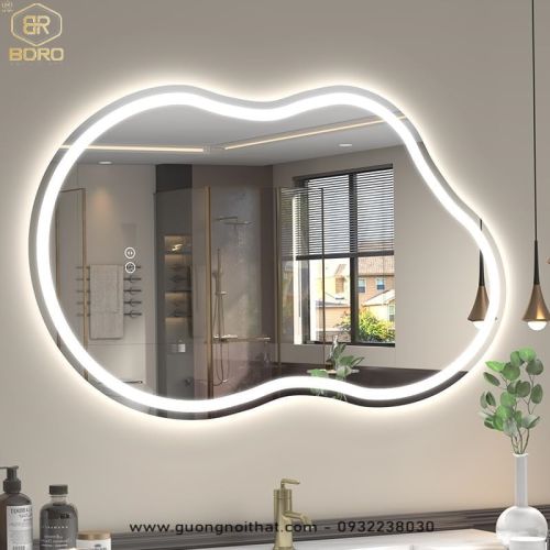Gương phòng tắm không đối xứng có đèn LED, LED031, KT 60*90cm