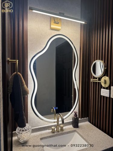 Gương phòng tắm không đối xứng có đèn LED, LED031, KT 60*90cm