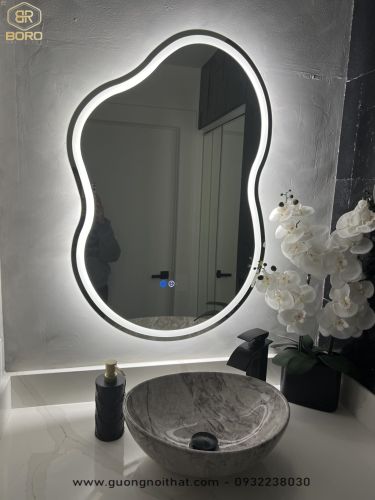 Gương phòng tắm không đối xứng có đèn LED, LED031, KT 60*90cm