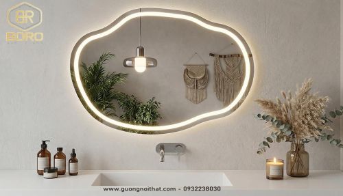 Gương có đèn LED cho phòng tắm, gương LED không đối xứng cho phòng tắm, LED034, KT 60*90cm