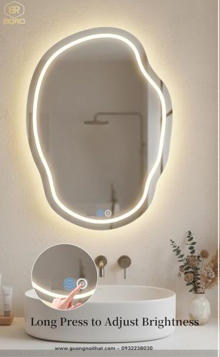 Gương có đèn LED cho phòng tắm, gương LED không đối xứng cho phòng tắm, LED034, KT 60*90cm