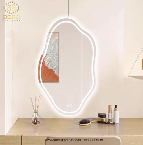 Gương trang điểm phòng tắm hình dáng độc đáo, gương trang điểm có đèn LED LED035, KT 60*100cm