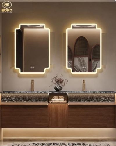 Gương phòng tắm LED, Gương trang điểm, Gương đèn led chống hơi nước LED037, KT 60*90cm