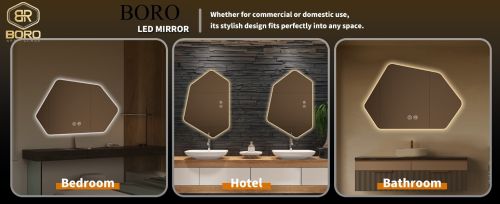 Gương phòng tắm LED, Gương trang điểm, Gương đèn led chống sương mù với 3 màu đèn có thể điều chỉnh độ sáng LED039, KT 60*90cm