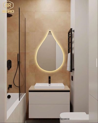 Gương treo tường LED giọt sương, Gương phòng tắm không khung có đèn LED040, KT 60*90cm