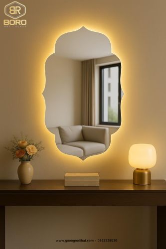 Gương LED sang trọng hiện đại – Gương treo tường không khung có đèn nền, trang trí phòng tắm LED042, KT 50*90cm