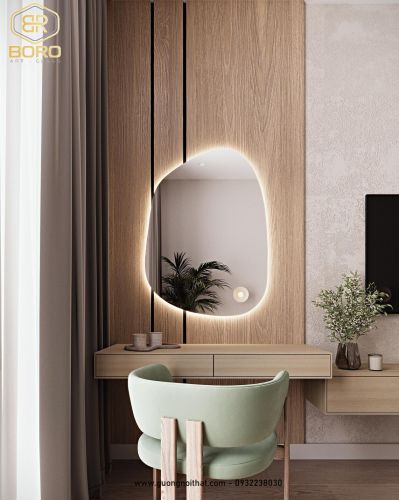 Gương phòng tắm LED, Gương phòng tắm có đèn nền, Gương trang trí treo tường LED LED044, KT 55*75cm