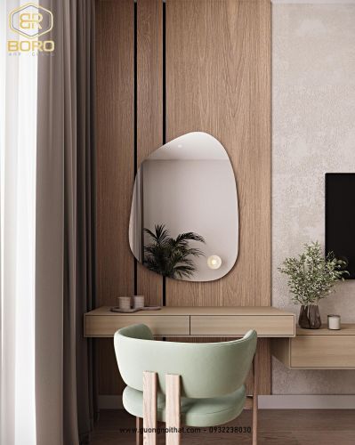 Gương phòng tắm LED, Gương phòng tắm có đèn nền, Gương trang trí treo tường LED LED044, KT 55*75cm