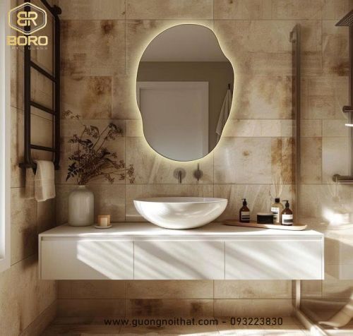 Gương hiện đại có đèn nền LED - Gương phòng tắm có đèn LED - Gương treo tường LED048, KT 68*95cm