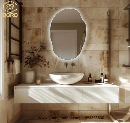 Gương hiện đại có đèn nền LED - Gương phòng tắm có đèn LED - Gương treo tường LED048, KT 68*95cm