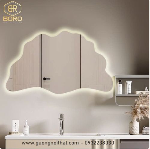 Gương phòng tắm hình dạng đặc biệt, gương thông minh LED055