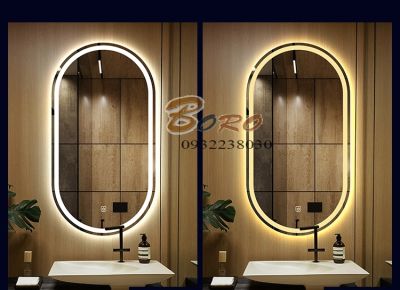 Gương hình oval đèn led có nút cảm ứng LED243