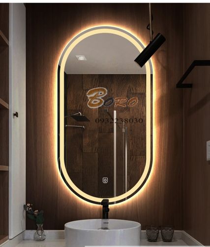 Gương hình oval đèn led có nút cảm ứng LED243