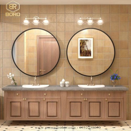 Gương tròn khung nhôm gương phôi Bỉ cao cấp, kích thước D60 cm