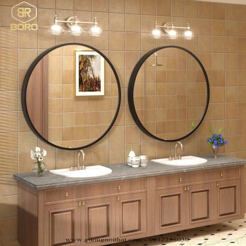 Gương tròn khung nhôm gương phôi Bỉ cao cấp, kích thước D60 cm