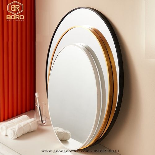 Gương tròn khung nhôm gương phôi Bỉ cao cấp, kích thước D60 cm