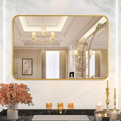 Gương hình chữ nhật khung nhôm gương phôi Bỉ NHOMBR004, KT 60*80 cm
