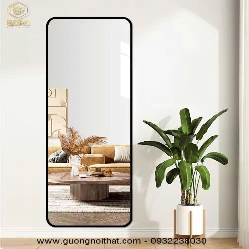 Gương toàn thân khung nhôm gương phôi Bỉ NHOMBR005, kích thước 50*160 cm