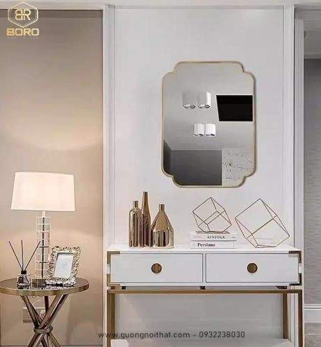 Gương phòng tắm, Gương khung nhôm phong cách Indochine NHOMBR011, KT 60*90 cm