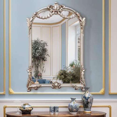 Gương phòng tắm cổ điển Châu Âu PU814B, màu bạc cổ Kích thước 60*90 cm