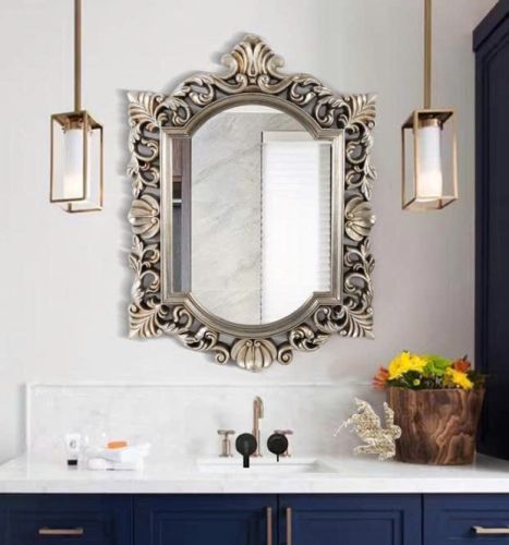 Gương trang trí cổ điển, gương nhà tắm cổ điển PU819B, Kích thước 78*106 cm