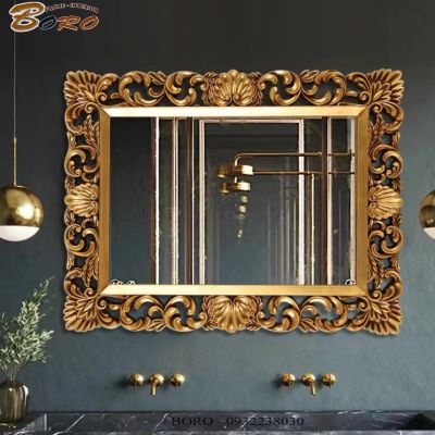 Gương cổ điển phòng tắm, gương trang trí PU825A, Kích thước 76*96cm