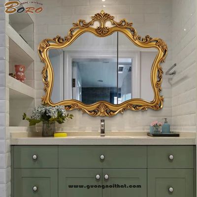 Gương trang trí, gương nhà tắm, gương  cổ điển PU843,  Kích thước 95*78 cm