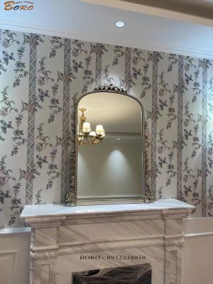 Gương cổ điển Châu Âu PU880B, màu bạc cổ, Kích thước 70*100 cm
