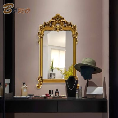 Gương phòng tắm cổ điển, gương trang trí cổ điển PU892, KT 69*117 cm