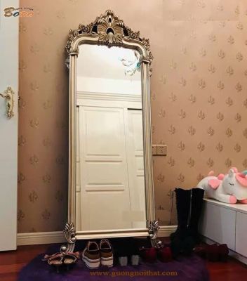Gương toàn thân cổ điển PU892B, màu bạc cổ, Kích thước 68*170cm