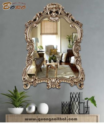 Gương bàn trang điểm cổ điển, gương phòng tắm PU904B, Kích thước 56*76 cm