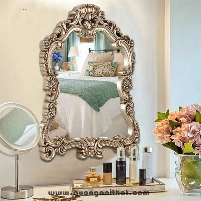 Gương bàn trang điểm cổ điển, gương phòng tắm PU904B, Kích thước 56*76 cm