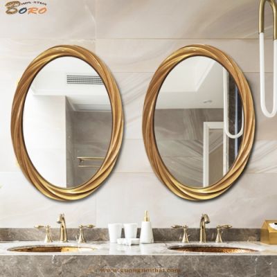 Gương bàn trang điểm cổ điển, gương phòng tắm PU907, Kích thước 54*74 cm