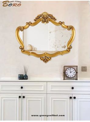 Gương cổ điển Châu Âu, gương trang trí phòng khách PU922, Kích thước 93*79 cm